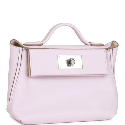 Hermes Mini 24/24 Bag Mauve Pale Verso Evercolor and Swift Palladium Hardware