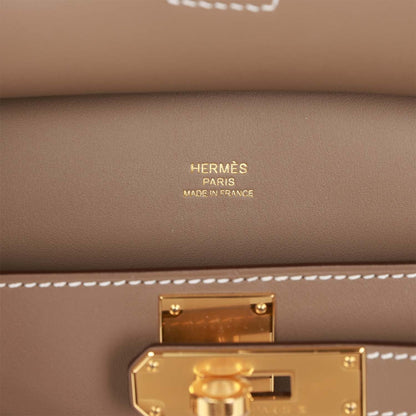 Hermes Jypsiere Mini Etoupe Swift Gold Hardware for MS