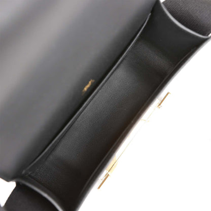 Hermes Geta Black Chevre Gold Hardware