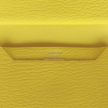 Hermes Bearn Mini Wallet Lime Chevre Mysore Palladium Hardware