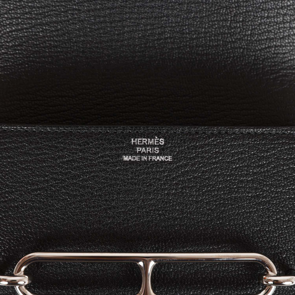 Hermes Roulis Slim Wallet Black Chevre Mysore Palladium Hardware