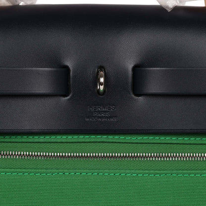 Hermes Herbag Zip PM 31 Bambou Toile H/Bleu Indigo Vache Hunter Palladium Hardware