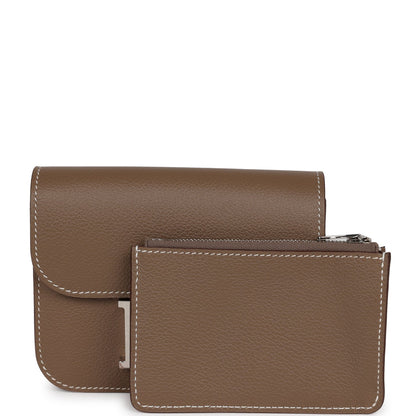 Hermes Constance Slim Wallet Etoupe Evercolor Palladium Hardware