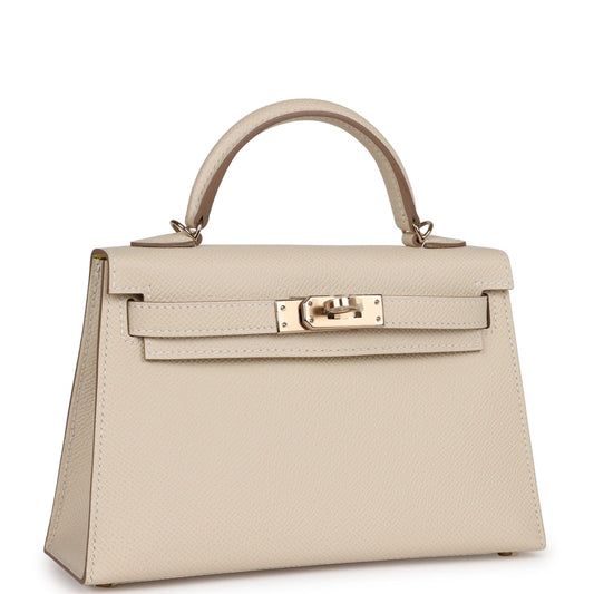 Hermes Kelly 20 Sellier Craie Verso Epsom Permabrass Hardware