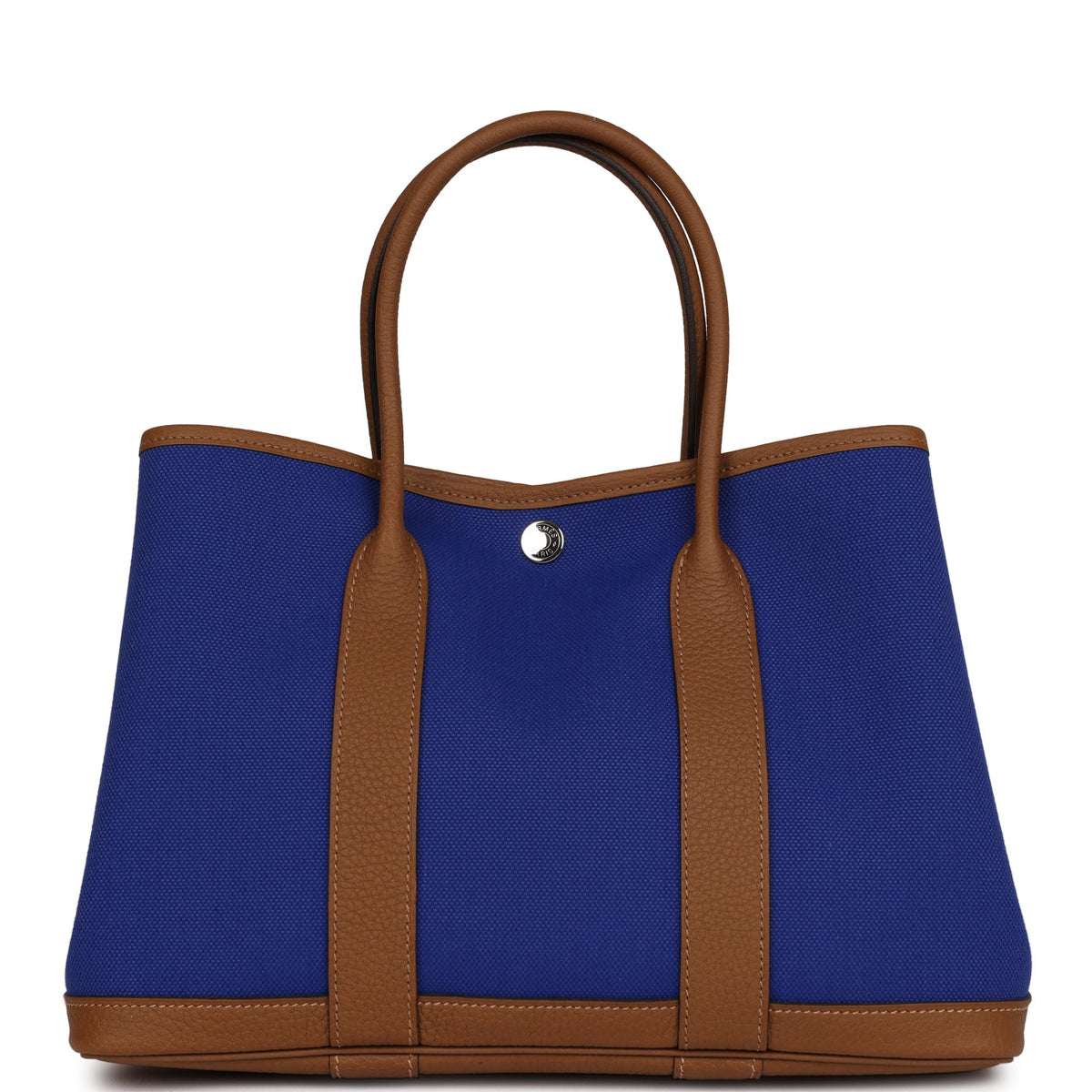 Hermes Garden Party 30  Bleu Electric Toile and Alezan Negonda Palladium Hardware
