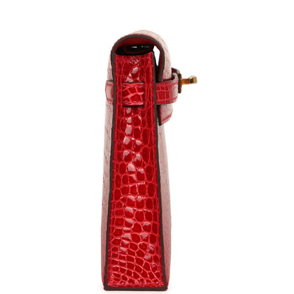 Hermes Kelly Elan Braise Shiny Porosus Crocodile Gold Hardware