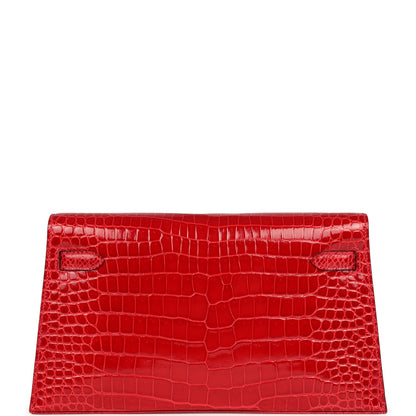 Hermes Kelly Elan Braise Shiny Porosus Crocodile Gold Hardware