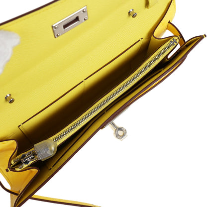 Hermes Kelly To Go Wallet Jaune Citron Ostrich Palladium Hardware