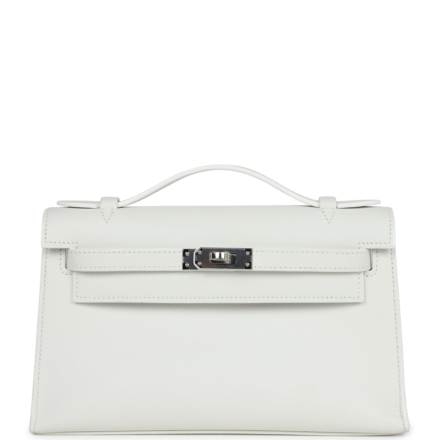 Hermes Kelly Pochette White Swift Palladium Hardware