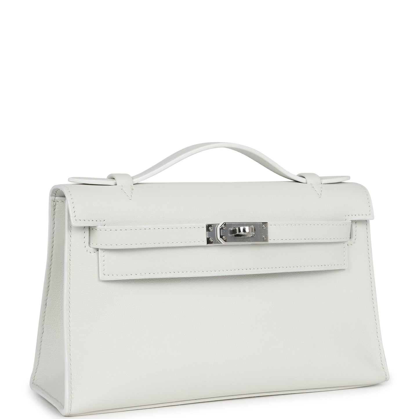 Hermes Kelly Pochette White Swift Palladium Hardware