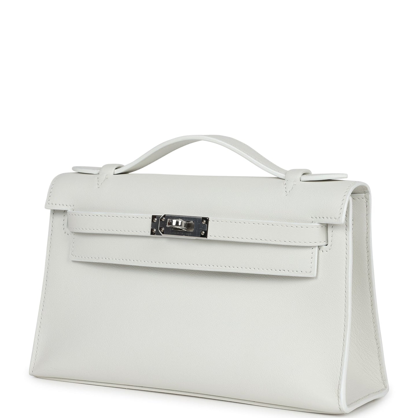 Hermes Kelly Pochette White Swift Palladium Hardware
