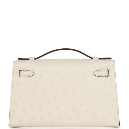 Hermes Kelly Pochette Nata Ostrich Palladium Hardware