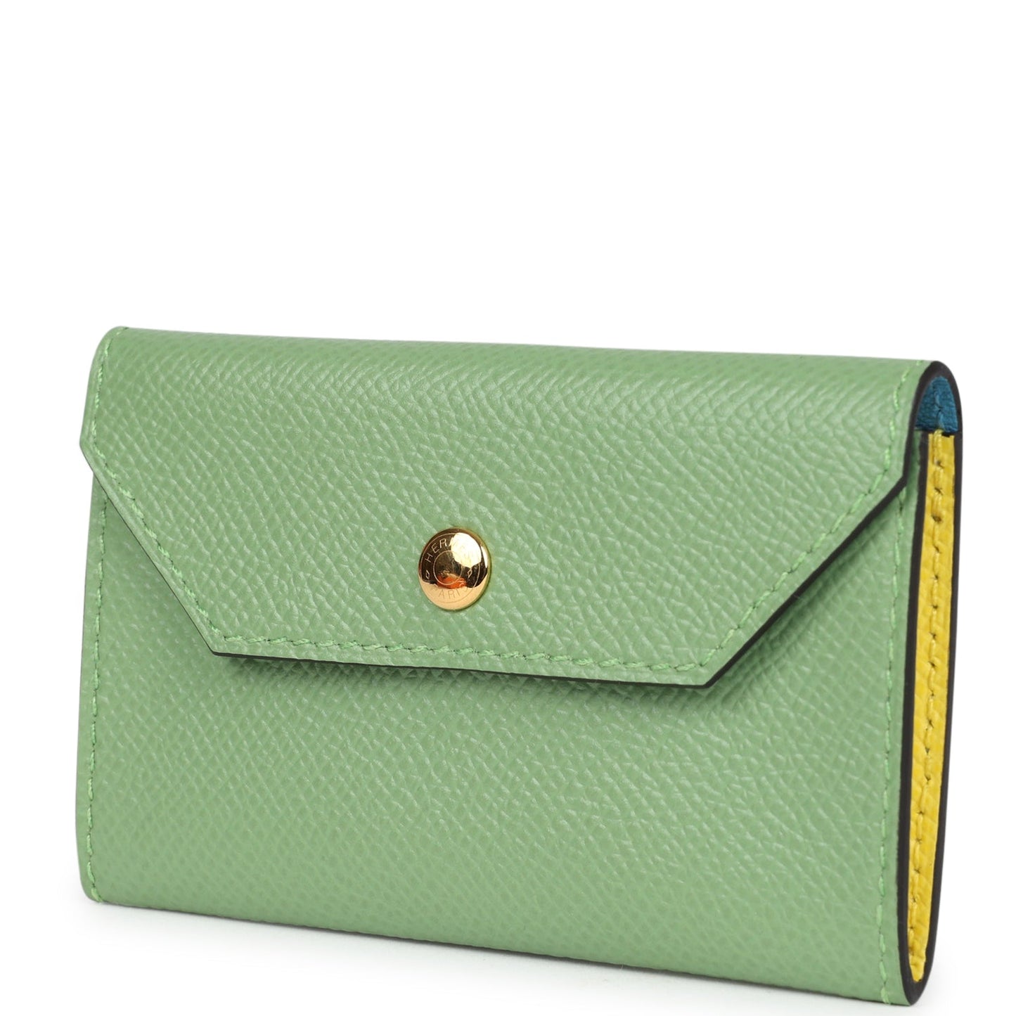 Hermes Kelly Pocket Belt 18 Vert Criquet/Chai/Bleu Frida Epsom Gold Hardware