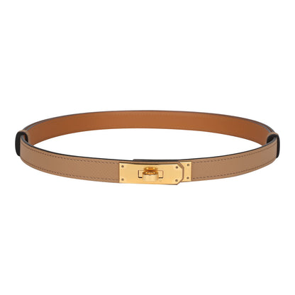 Hermes Kelly Pocket Belt 18 Vert Criquet/Chai/Bleu Frida Epsom Gold Hardware