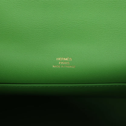 Hermes Kelly Pochette Vert Yucca Swift Gold Hardware