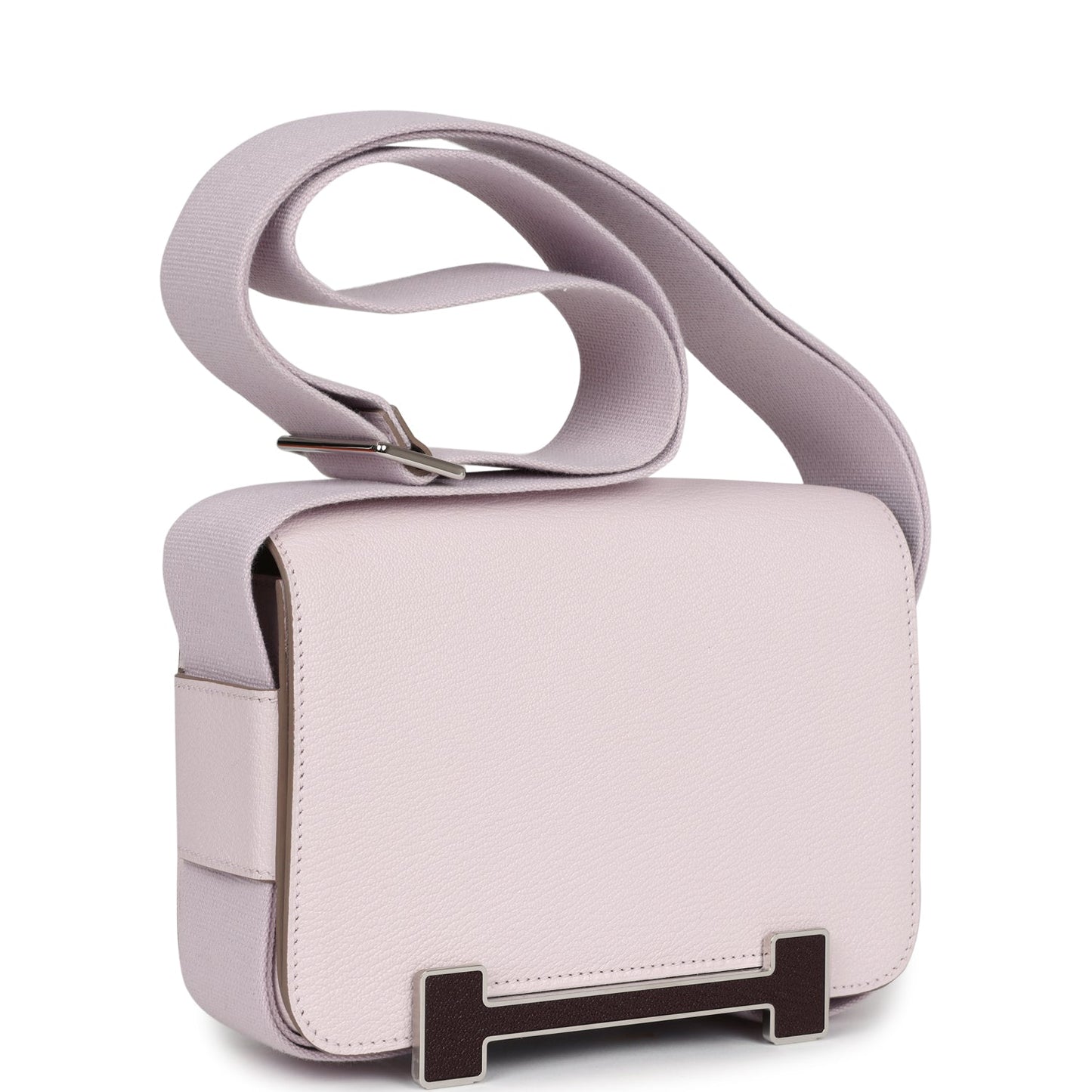 Hermes Geta Mauve Pale and Rouge Sellier Chevre Palladium Hardware