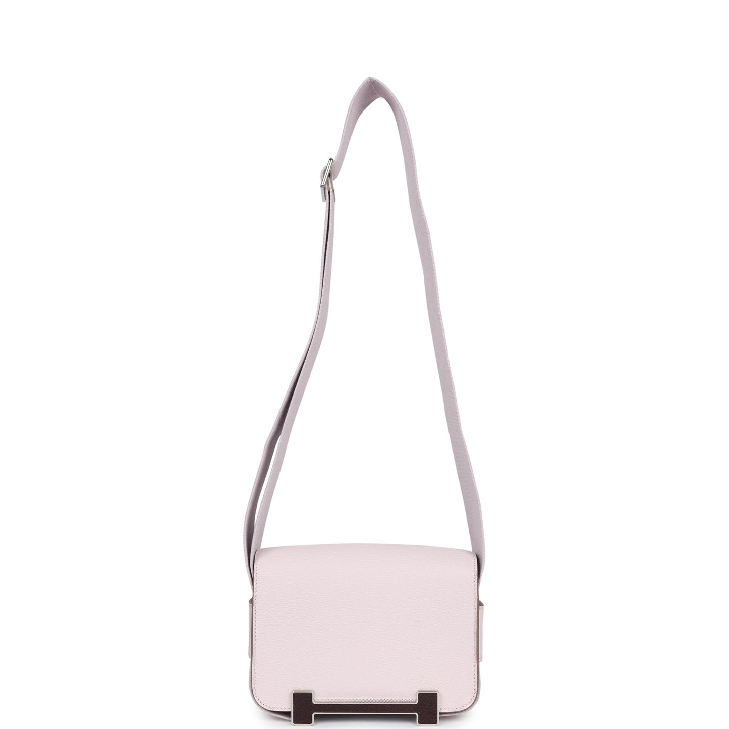 Hermes Geta Mauve Pale and Rouge Sellier Chevre Palladium Hardware
