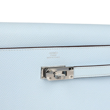 Hermes Kelly Wallet To Go Bleu Brume Palladium Hardware