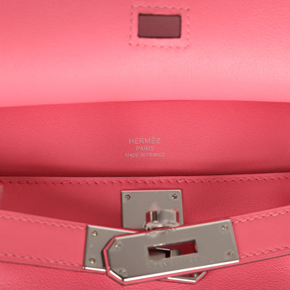 Hermes Mini Jypsiere Rose Azalee Swift Palladium Hardware