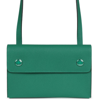Hermes Hermesnap Wallet Vert Vertigo Epsom Palladium and Lacquered Hardware