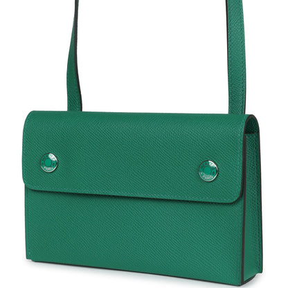 Hermes Hermesnap Wallet Vert Vertigo Epsom Palladium and Lacquered Hardware