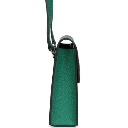 Hermes Hermesnap Wallet Vert Vertigo Epsom Palladium and Lacquered Hardware