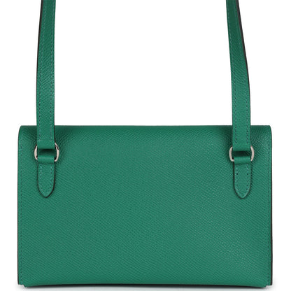 Hermes Hermesnap Wallet Vert Vertigo Epsom Palladium and Lacquered Hardware