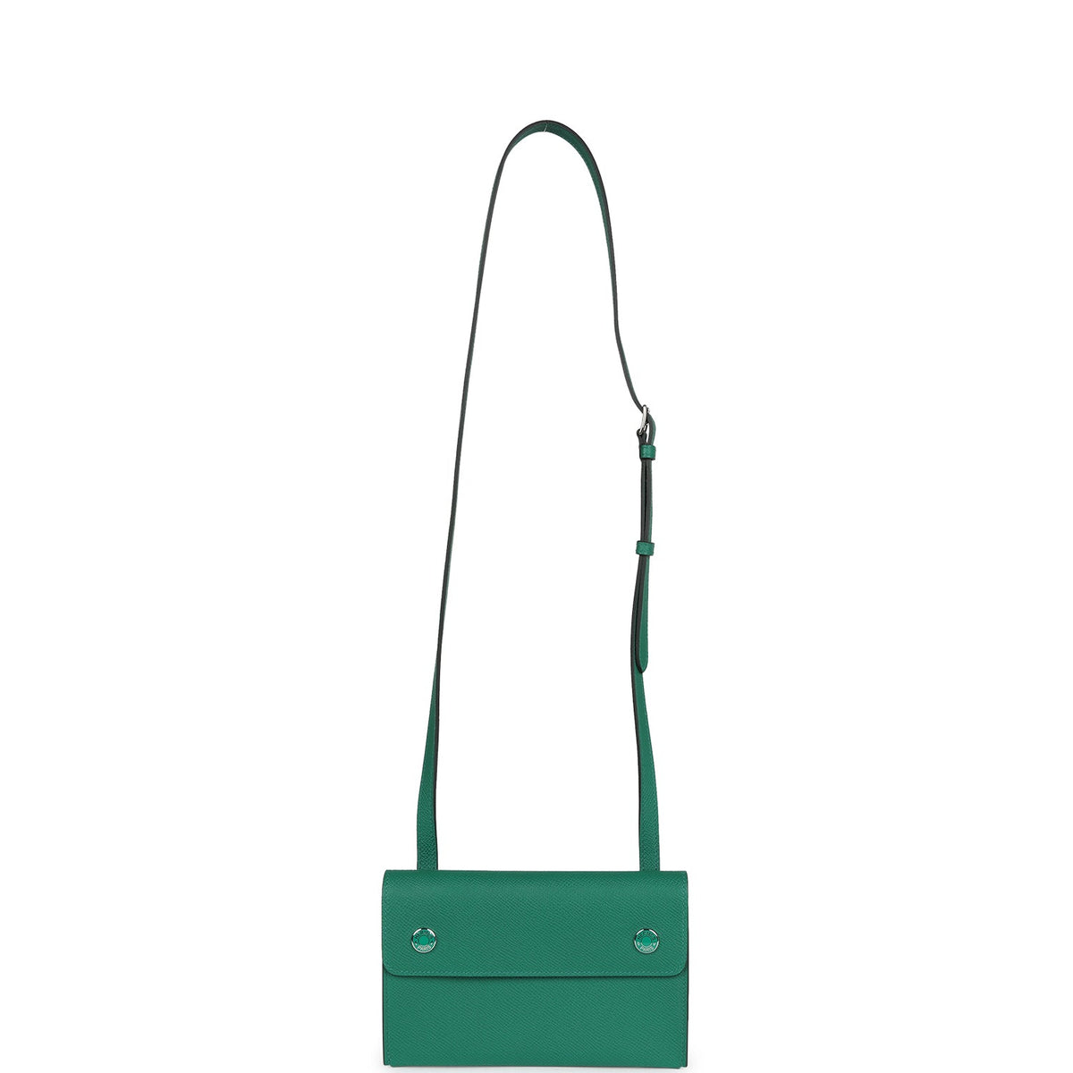 Hermes Hermesnap Wallet Vert Vertigo Epsom Palladium and Lacquered Hardware