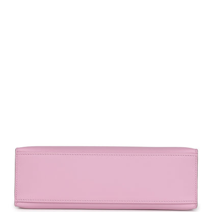 Hermes Kelly Pochette Mauve Sylvestre Swift Rose Gold Hardware