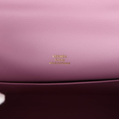 Hermes Kelly Pochette Mauve Sylvestre Swift Rose Gold Hardware