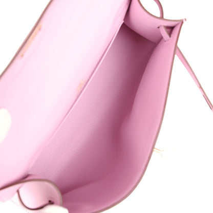 Hermes Kelly Pochette Mauve Sylvestre Swift Rose Gold Hardware