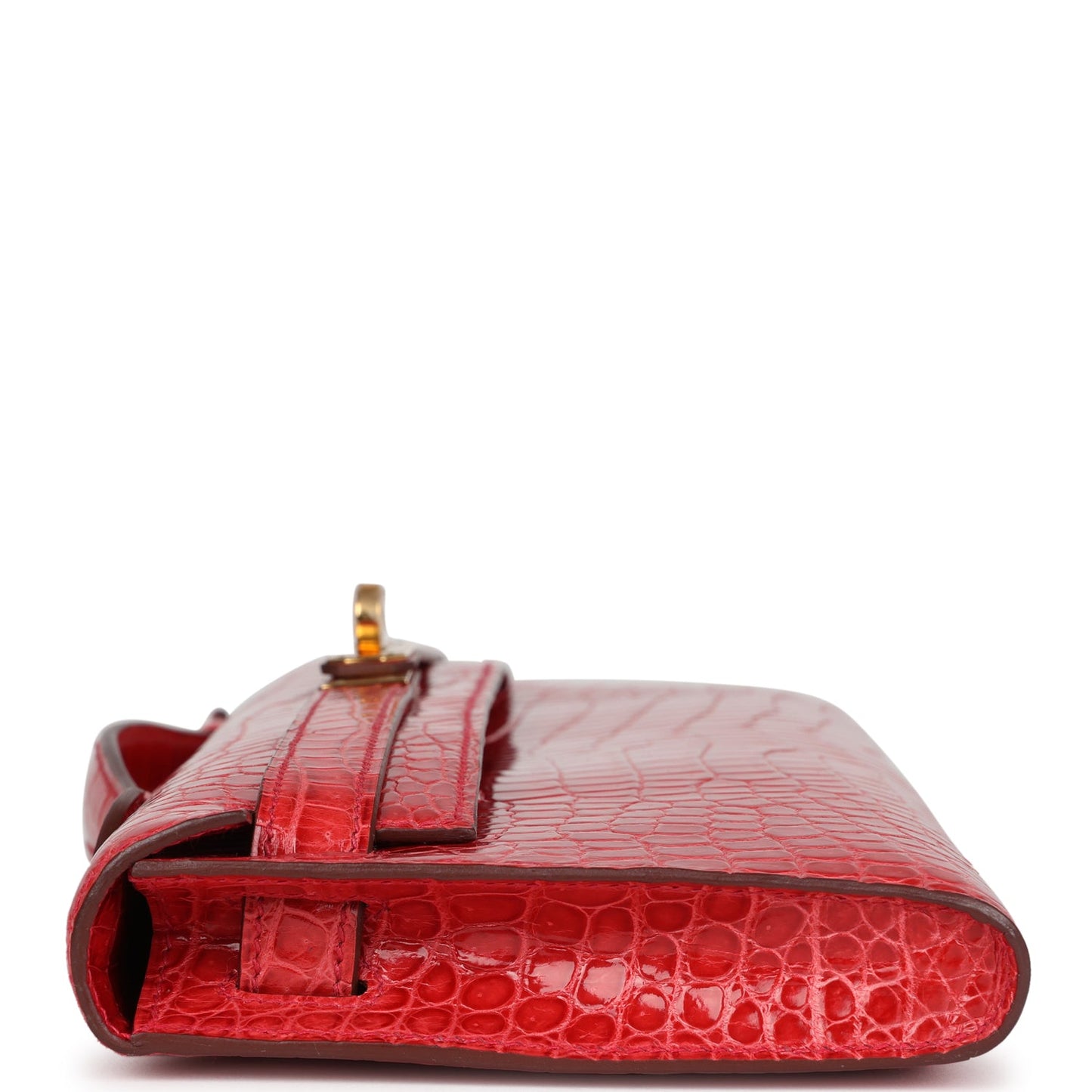 Hermes Kelly Cut Bougainvillea Shiny Porosus Crocodile Gold Hardware