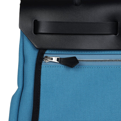 Hermes Herbag Zip PM 31 Blue Jean Toile H and Black Vache Hunter Palladium Hardware