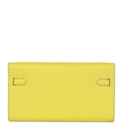 Hermes Kelly Wallet To Go Lime Chevre Palladium Hardware
