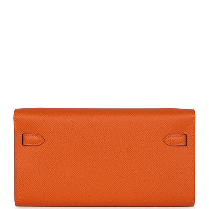 Hermes Kelly Wallet To Go Orange Epsom Palladium Hardware