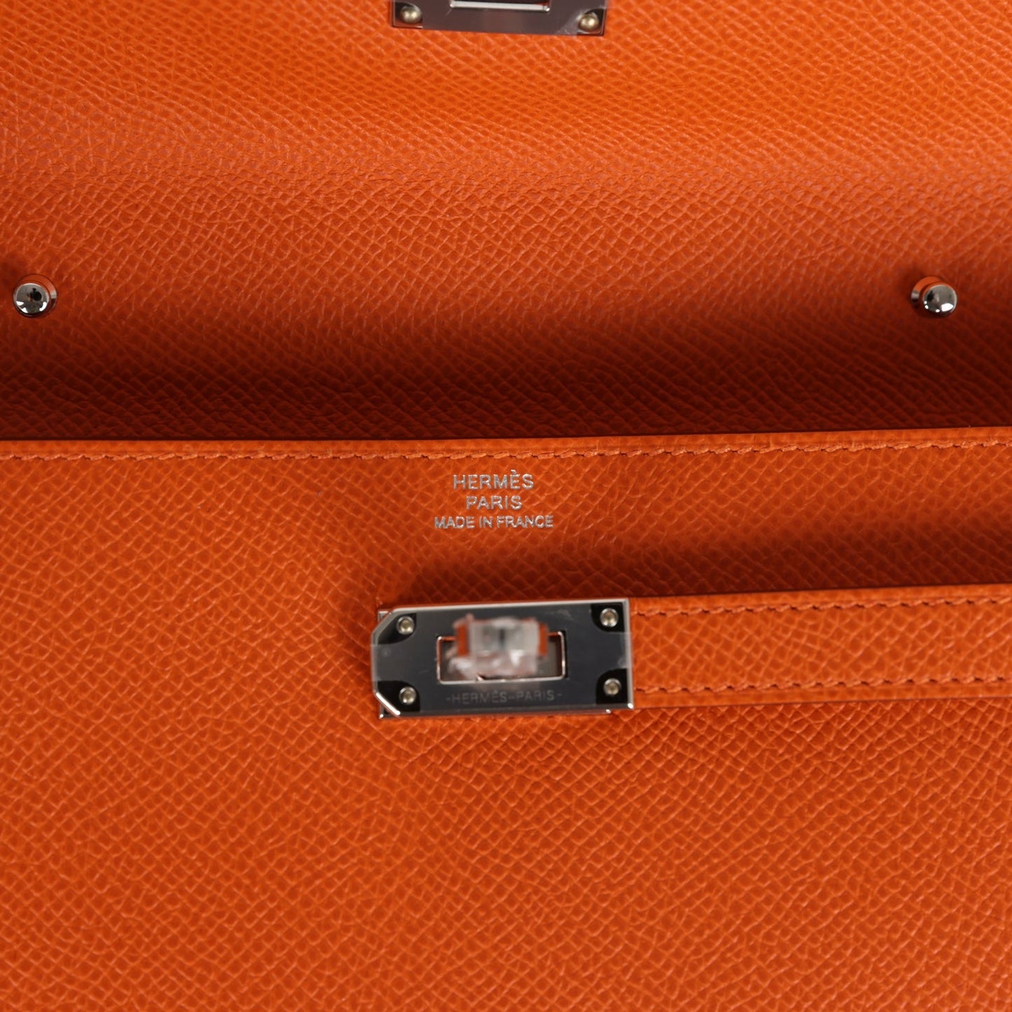 Hermes Kelly Wallet To Go Orange Epsom Palladium Hardware