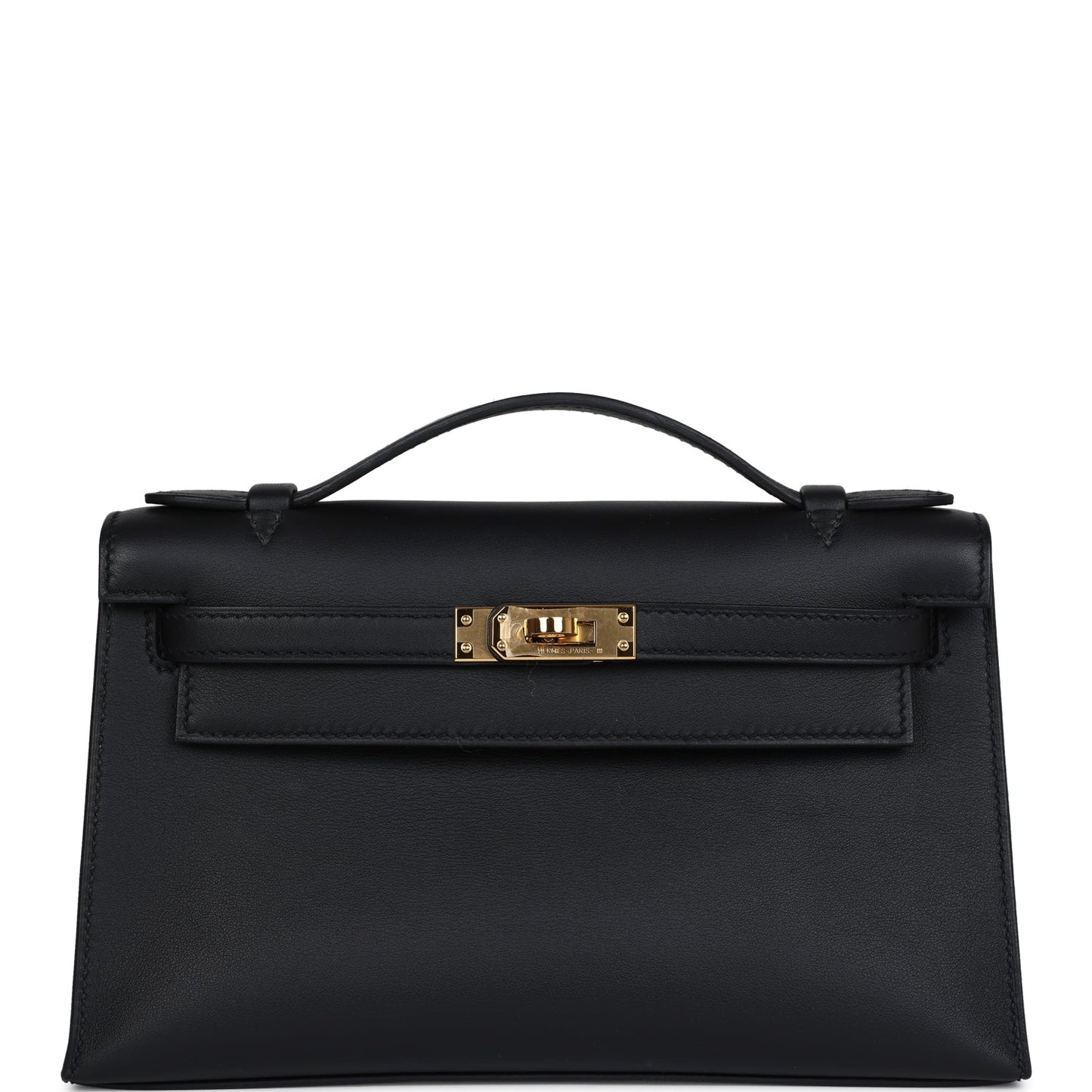 Hermes Kelly Pochette Black Swift Gold Hardware