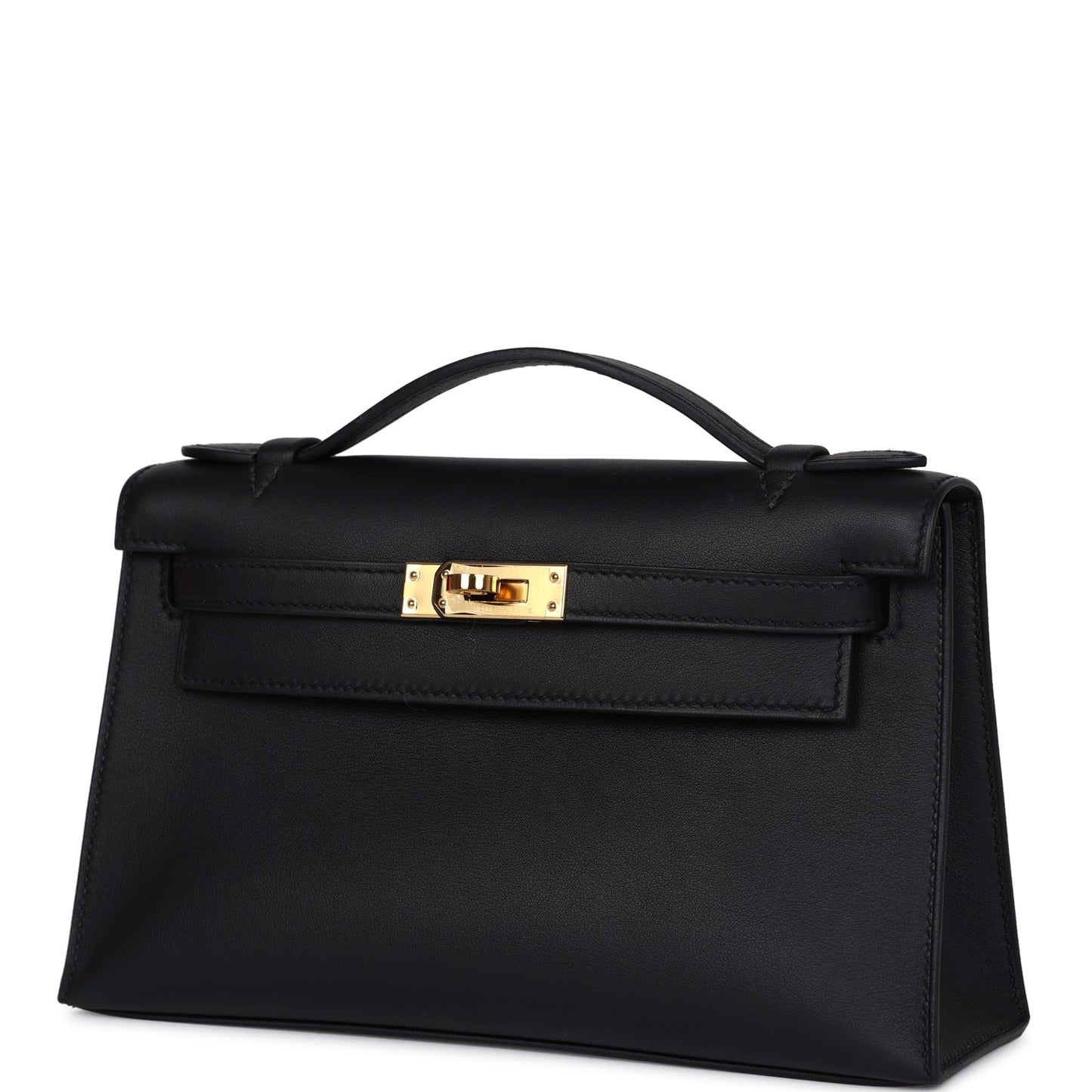 Hermes Kelly Pochette Black Swift Gold Hardware