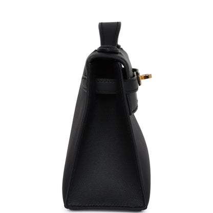 Hermes Kelly Pochette Black Swift Gold Hardware