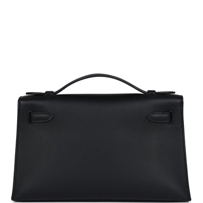 Hermes Kelly Pochette Black Swift Gold Hardware
