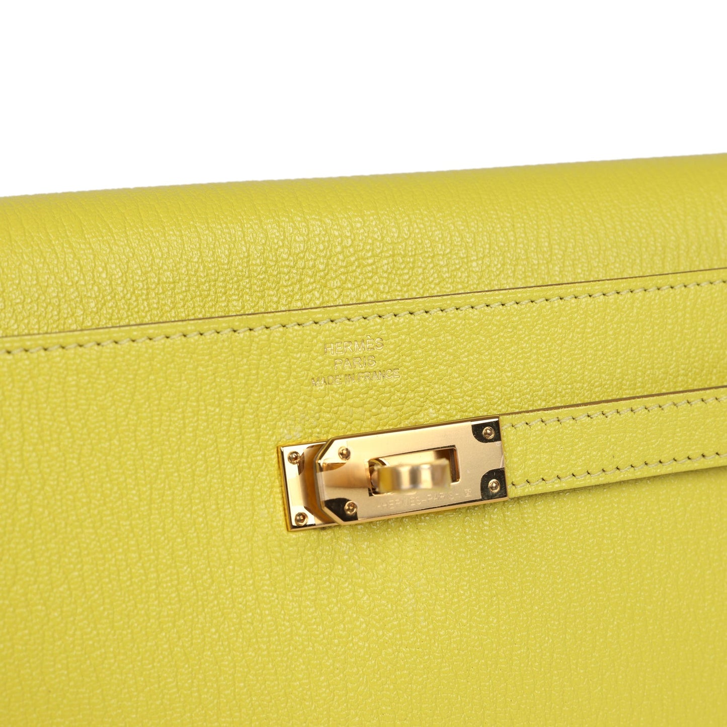 Hermes Kelly Wallet To Go Lime Chevre Mysore Gold Hardware