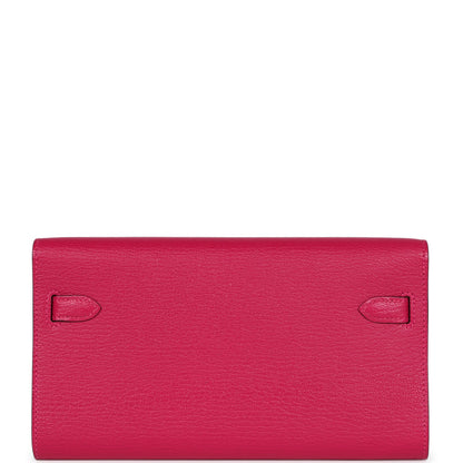 Hermes Kelly Wallet To Go Rose Pourpre Chevre Palladium Hardware