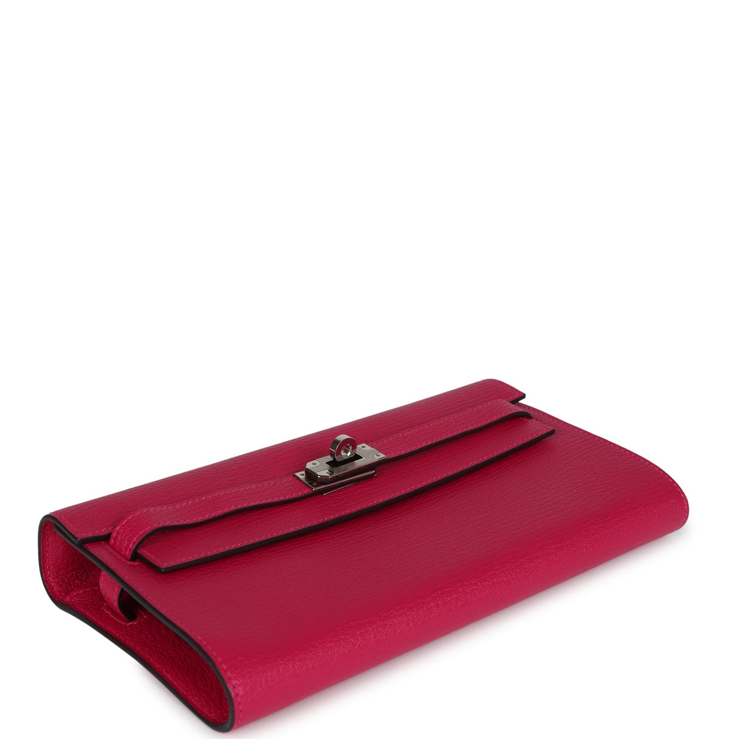 Hermes Kelly Wallet To Go Rose Pourpre Chevre Palladium Hardware