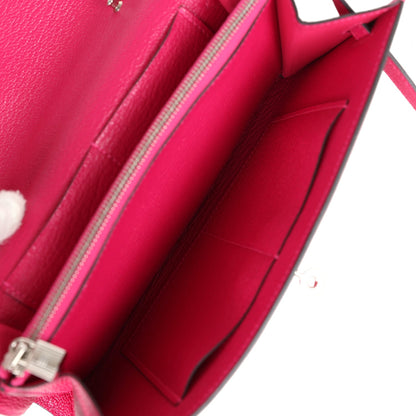 Hermes Kelly Wallet To Go Rose Pourpre Chevre Palladium Hardware