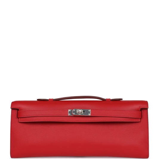 Hermes Kelly Cut Rouge Casaque Swift Palladium Hardware