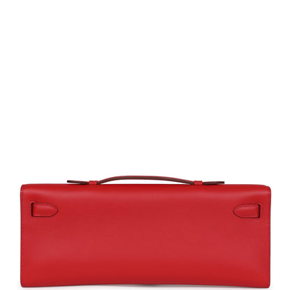 Hermes Kelly Cut Rouge Casaque Swift Palladium Hardware