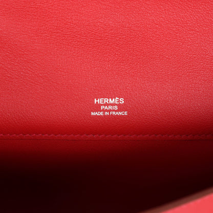 Hermes Kelly Cut Rouge Casaque Swift Palladium Hardware