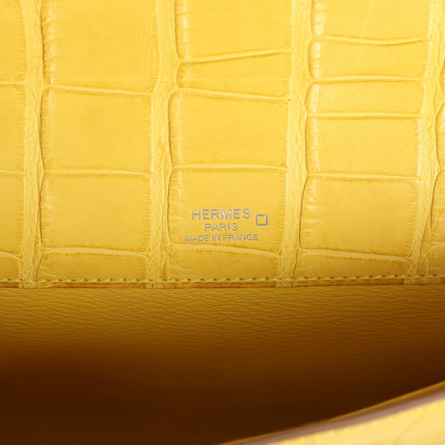 Hermes Kelly Cut Mimosa Matte Alligator Palladium Hardware