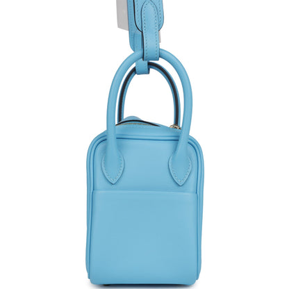 Hermes Mini Lindy Celeste Swift Gold Hardware