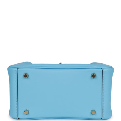 Hermes Mini Lindy Celeste Swift Gold Hardware